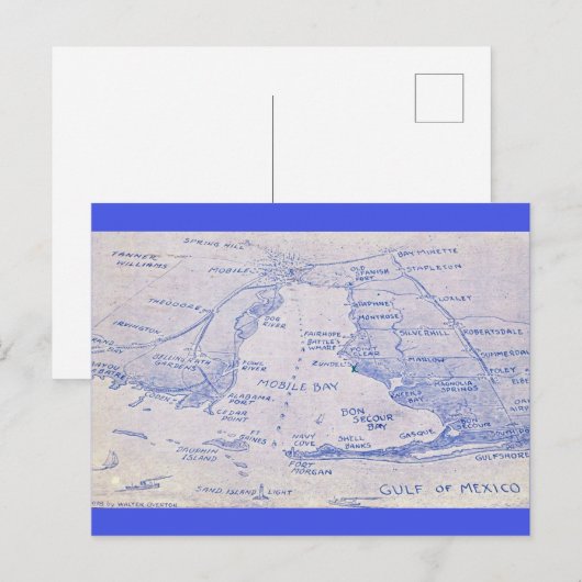 Oude kaart van Mobile Bay (Voorkant / Achterkant)