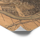 Oude kaart van New Orleans 1891 Poster (Hoek)