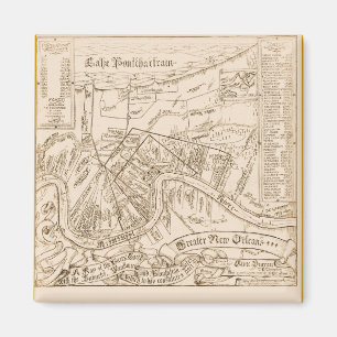 Oude kaart van New Orleans Magneet