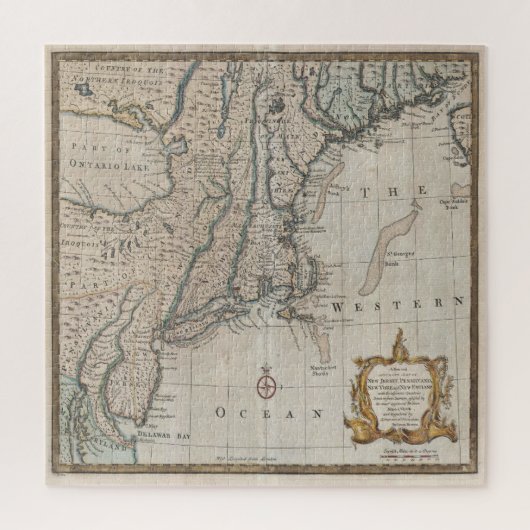 Oude kaart van Noordoost-VS Legpuzzel (Verticaal)