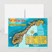 Oude kaart van Noorwegen ansichtkaart (Voorkant / Achterkant)