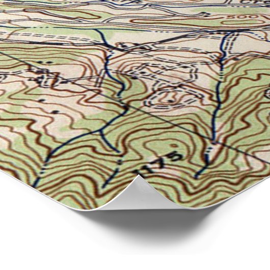 Oude kaart van Palo Alto en Silicon Valley CA (194 Poster (Hoek)