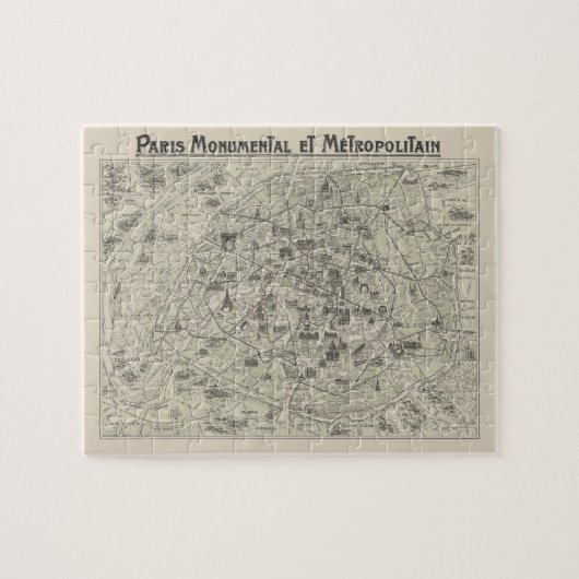 Oude kaart van Parijs Legpuzzel (Horizontaal)