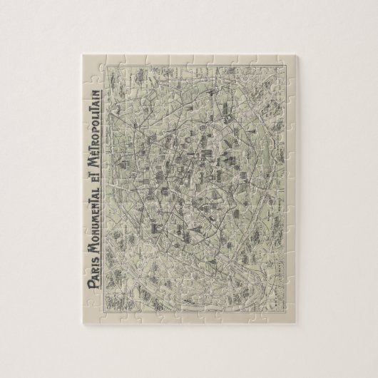 Oude kaart van Parijs Legpuzzel (Verticaal)