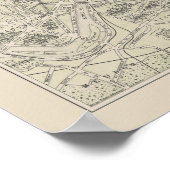 Oude kaart van Parijs Poster (Hoek)