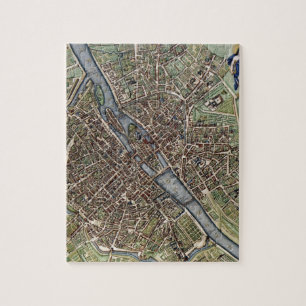 Oude  kaart van Parijs shabbychic Legpuzzel