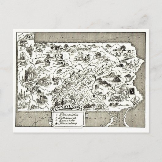Oude kaart van Pennsylvania (Voorkant)