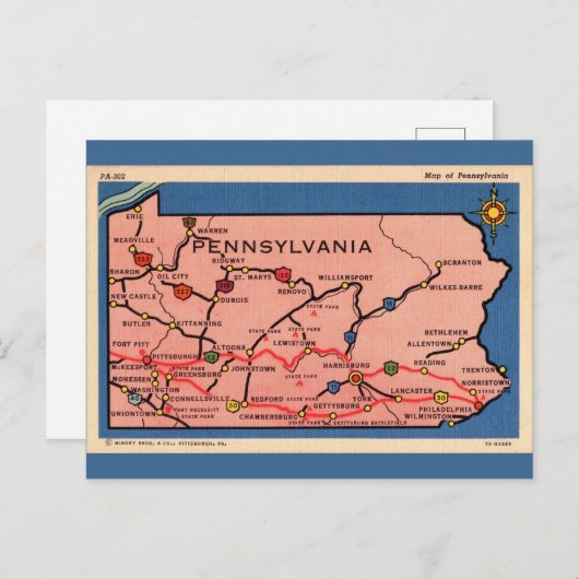 Oude kaart van Pennsylvania  (Voorkant / Achterkant)