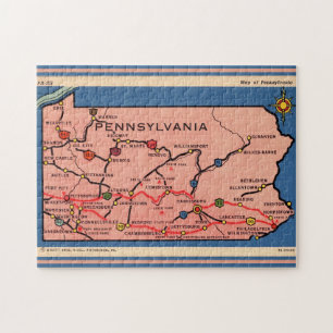 Oude kaart van Pennsylvania 11x14 legpuzzel