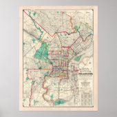 Oude kaart van Philadelphia PA (1890) Poster (Voorkant)