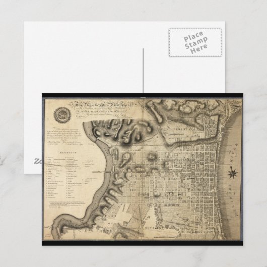 Oude kaart van Philadelphia Pennsylvania uit 1796 (Voorkant / Achterkant)