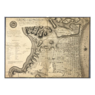 Oude kaart van Philadelphia Pennsylvania uit 1796 Foto Afdruk