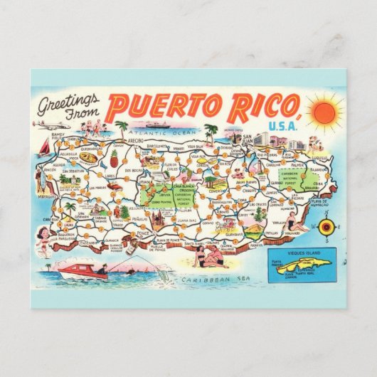 Oude kaart van Puerto Rico (Voorkant)