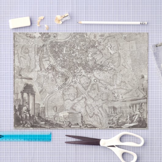 Oude  kaart van Rome Grote Stad Tissuepapier (Craft)