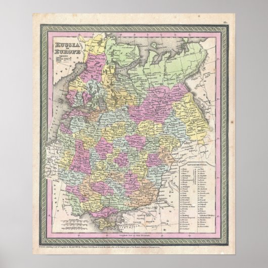 Oude kaart van Rusland, 1853 Poster (Voorkant)