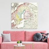 Oude kaart van Scandinavië Finland Denemarken Noor Canvas Afdruk (Insitu (Woonkamer))