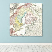 Oude kaart van Scandinavië Finland Denemarken Noor Canvas Afdruk (Insitu (Houten vloer))