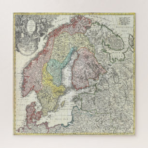 Oude kaart van Scandinavië Legpuzzel