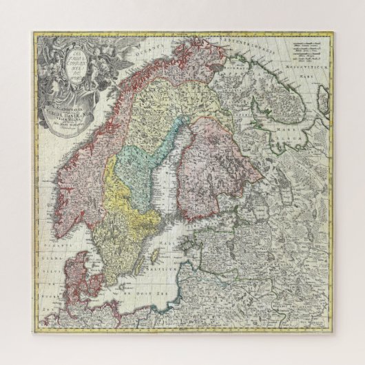 Oude kaart van Scandinavië Legpuzzel (Verticaal)