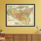 Oude kaart van Sicilië vanaf 1900 (carta Sicilia) Canvas Afdruk (Insitu (Woonkamer))