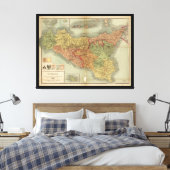 Oude kaart van Sicilië vanaf 1900 (carta Sicilia) Canvas Afdruk (Insitu (Slaapkamer))