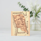 Oude kaart van Sonom county op ansichtkaart (Staand voorkant)