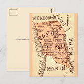 Oude kaart van Sonom county op ansichtkaart (Voorkant / Achterkant)