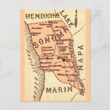 Oude kaart van Sonom county op ansichtkaart