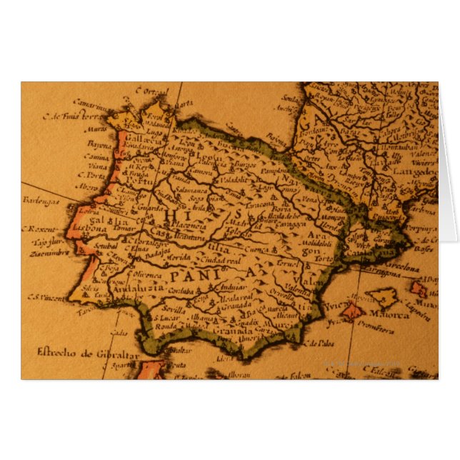 Oude kaart van Spanje (Voorkant Horizontaal)