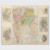 Oude kaart van steden in Midden- en Noord-Duitslan Cadeaupapier (Vlak)