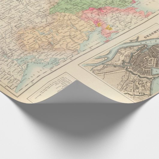 Oude kaart van steden in Midden- en Noord-Duitslan Cadeaupapier (Hoek)