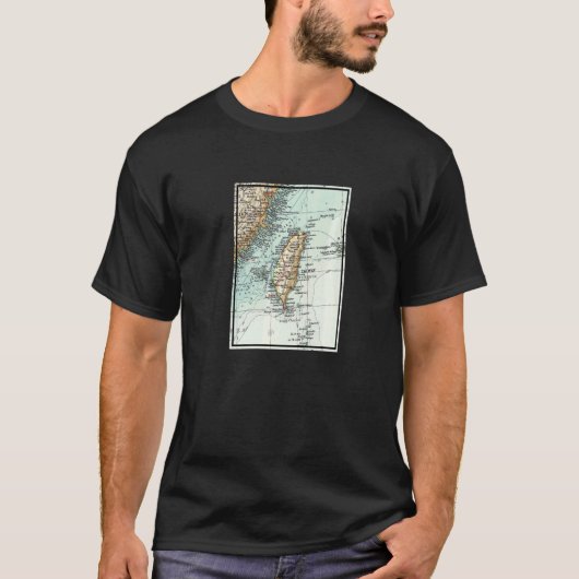Oude kaart van Taiwan eiland 1900 T-shirt (Voorkant)