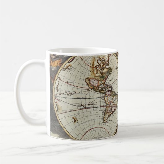 Oude kaart van wereldhalfronden. Creëer door Frede Koffiemok (Links)