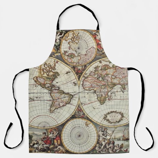 Oude kaart van wereldhalfronden. Creëer door Frede Schort (Voorkant)