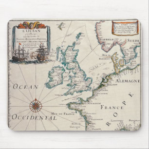 Oude kaart van Western Europa Muismat