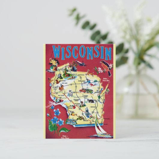 Oude kaart van Wisconsin  (Staand voorkant)