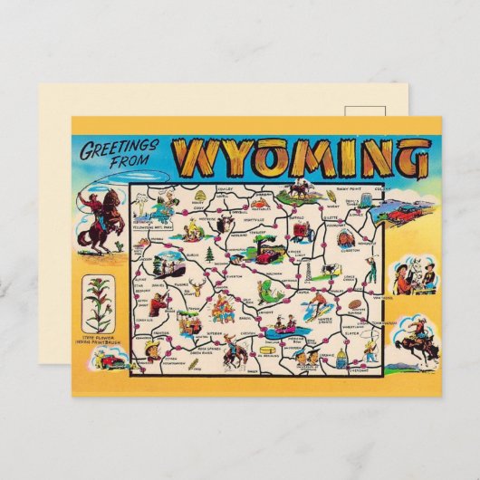 Oude kaart van Wyoming (Voorkant / Achterkant)