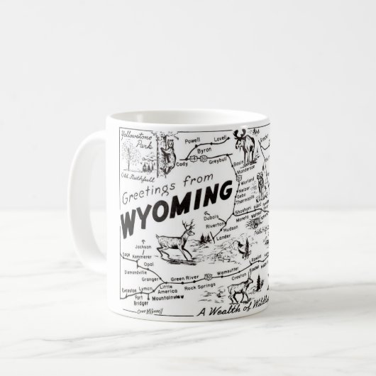 Oude kaart van Wyoming-mok Koffiemok (Voorkant links)