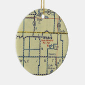 Oude kaart Wishek ND Keramisch Ornament (Rechts)