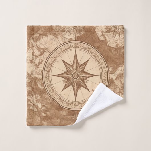 Oude kaarten en kompas bad handdoek (Wasdoekje)