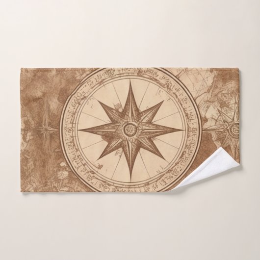 Oude kaarten en kompas bad handdoek (Handdoek)