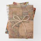 Oude Kaarten Flat Sheet Wrapping Papier Gift Wrap Inpakpapier Vel (In situ)