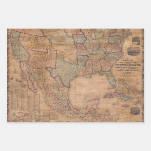 Oude Kaarten Flat Sheet Wrapping Papier Gift Wrap Inpakpapier Vel (Voorkant)