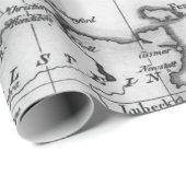 Oude Kaarten Zwart en Wit Inpakpapier (Rol Hoek)