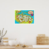 Oude kaartprint van Honduras Poster (Keuken)