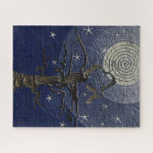 Oude kabelboom, maan en sterren Abstract Legpuzzel (Horizontaal)