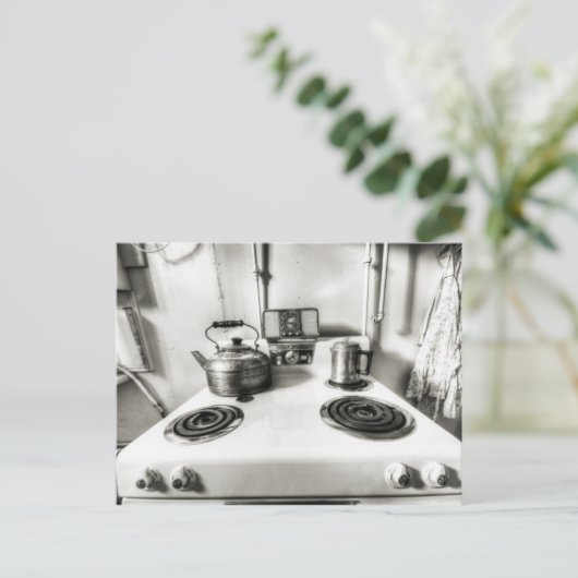 Oude Kachel met Theeketel Antiek Kachel Briefkaart (Staand voorkant)