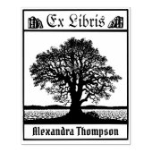 Oude kale boom in de winter Ex Libris Boeknaam Rubberstempel (Afrduk)