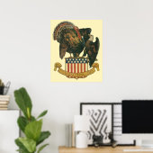 Oude kalkoen met Thanksgiving, adelaar, Amerikaans Poster (Thuiskantoor)