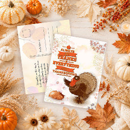 Oude kalkoen pompoen herfstbladeren Thanksgiving Briefkaart